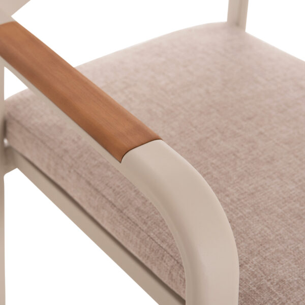 ΠΟΛΥΘΡΟΝΑ ΤΡΑΠΕΖΑΡΙΑΣ ELARA HM6414.05 ΜΠΕΖ ΑΛΟΥΜΙΝΙΟ-OLEFIN--ΞΥΛΟ TEAK 56x62x78Υεκ.