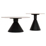 ΣΕΤ 2 ΤΡΑΠΕΖΙΑ ΣΑΛΟΝΙΟΥ JEN HM18305.02 ΜΕΤΑΛΛΟ ΜΑΥΡΟ-SINTERED STONE PANDORA Φ50εκ & Φ70εκ