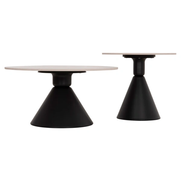 ΣΕΤ 2 ΤΡΑΠΕΖΙΑ ΣΑΛΟΝΙΟΥ JEN HM18305.02 ΜΕΤΑΛΛΟ ΜΑΥΡΟ-SINTERED STONE PANDORA Φ50εκ & Φ70εκ