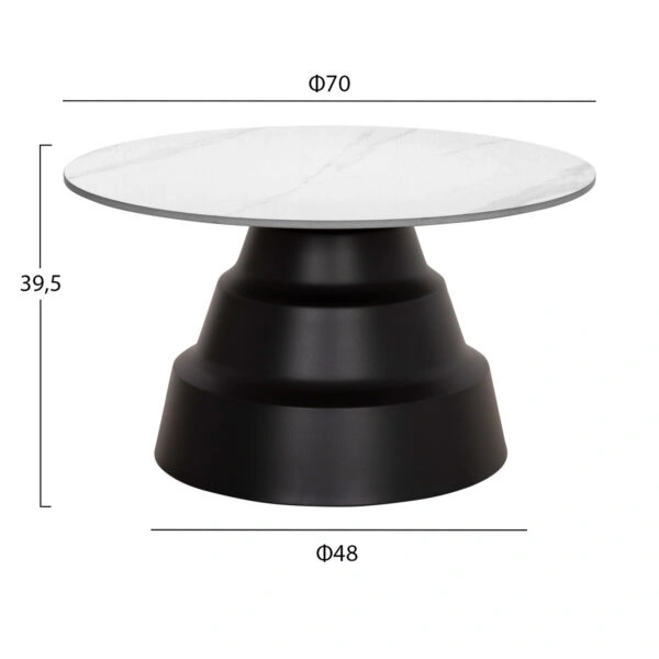 ΣΕΤ 2 ΤΡΑΠΕΖΙΑ ΣΑΛΟΝΙΟΥ LIDOX HM18306.02 SINTERED STONE TOP- SNOW WHITE ΧΡΩΜΑ Φ50 & Φ70