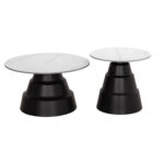 ΣΕΤ 2 ΤΡΑΠΕΖΙΑ ΣΑΛΟΝΙΟΥ LIDOX HM18306.02 SINTERED STONE TOP- SNOW WHITE ΧΡΩΜΑ Φ50 & Φ70