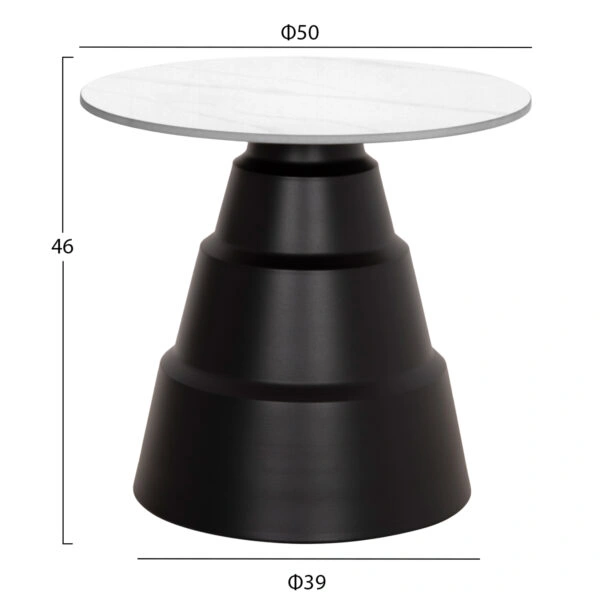 ΣΕΤ 2 ΤΡΑΠΕΖΙΑ ΣΑΛΟΝΙΟΥ LIDOX HM18306.02 SINTERED STONE TOP- SNOW WHITE ΧΡΩΜΑ Φ50 & Φ70