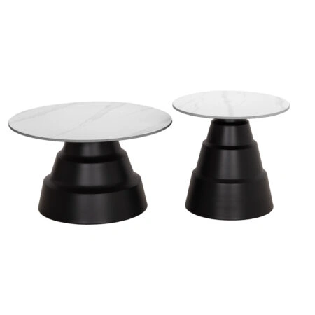 ΣΕΤ 2 ΤΡΑΠΕΖΙΑ ΣΑΛΟΝΙΟΥ LIDOX HM18306.02 SINTERED STONE TOP- SNOW WHITE ΧΡΩΜΑ Φ50 & Φ70