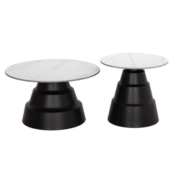 ΣΕΤ 2 ΤΡΑΠΕΖΙΑ ΣΑΛΟΝΙΟΥ LIDOX HM18306.02 SINTERED STONE TOP- SNOW WHITE ΧΡΩΜΑ Φ50 & Φ70