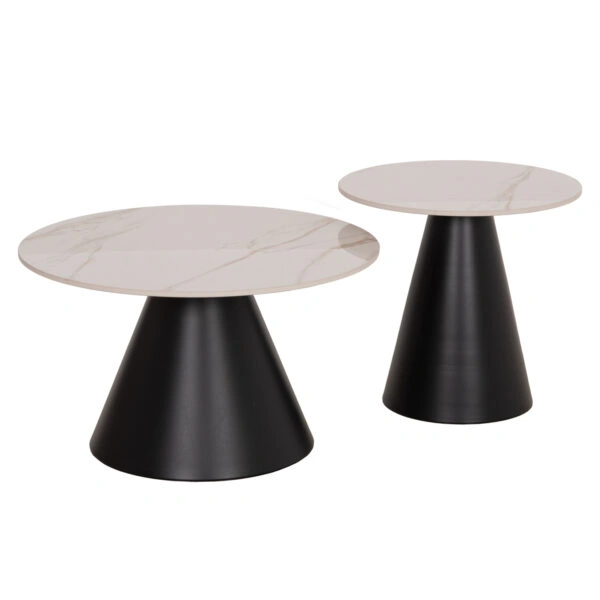 ΣΕΤ 2 ΤΡΑΠΕΖΙΑ ΣΑΛΟΝΙΟΥ RIDGE(X) HM18307.02 SINTERED STONE TOPS--ΒΑΣΕΙΣ ΜΑΥΡΕΣ Φ50 & Φ70