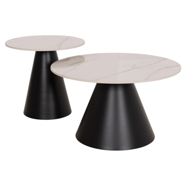 ΣΕΤ 2 ΤΡΑΠΕΖΙΑ ΣΑΛΟΝΙΟΥ RIDGE(X) HM18307.02 SINTERED STONE TOPS--ΒΑΣΕΙΣ ΜΑΥΡΕΣ Φ50 & Φ70