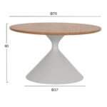 ΣΕΤ 2 ΤΡΑΠΕΖΙΑ ΣΑΛΟΝΙΟΥ JENNEL(X) HM18308.01 ΜΕΤΑΛΛΟ ΛΕΥΚΟ--MDF ΣΕ ΦΥΣΙΚΟ Φ50εκ & Φ70εκ