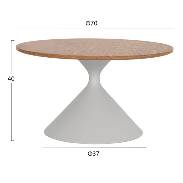 ΣΕΤ 2 ΤΡΑΠΕΖΙΑ ΣΑΛΟΝΙΟΥ JENNEL(X) HM18308.01 ΜΕΤΑΛΛΟ ΛΕΥΚΟ--MDF ΣΕ ΦΥΣΙΚΟ Φ50εκ & Φ70εκ