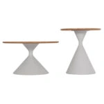 ΣΕΤ 2 ΤΡΑΠΕΖΙΑ ΣΑΛΟΝΙΟΥ JENNEL(X) HM18308.01 ΜΕΤΑΛΛΟ ΛΕΥΚΟ--MDF ΣΕ ΦΥΣΙΚΟ Φ50εκ & Φ70εκ