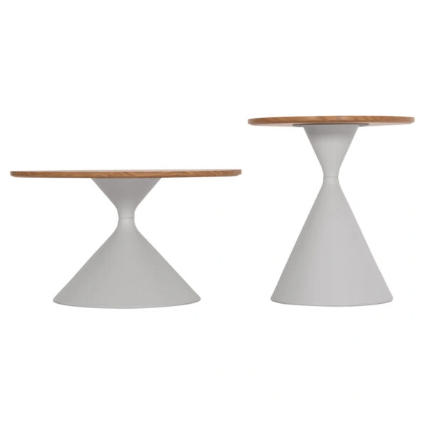 ΣΕΤ 2 ΤΡΑΠΕΖΙΑ ΣΑΛΟΝΙΟΥ JENNEL(X) HM18308.01 ΜΕΤΑΛΛΟ ΛΕΥΚΟ--MDF ΣΕ ΦΥΣΙΚΟ Φ50εκ & Φ70εκ