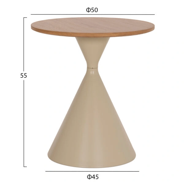 ΣΕΤ 2 ΤΡΑΠΕΖΙΑ ΣΑΛΟΝΙΟΥ JENNEL(X) HM18308.04 ΜΕΤΑΛΛΟ ΣΑΜΠΑΝΙ--MDF ΣΕ ΦΥΣΙΚΟ Φ50εκ & Φ70εκ