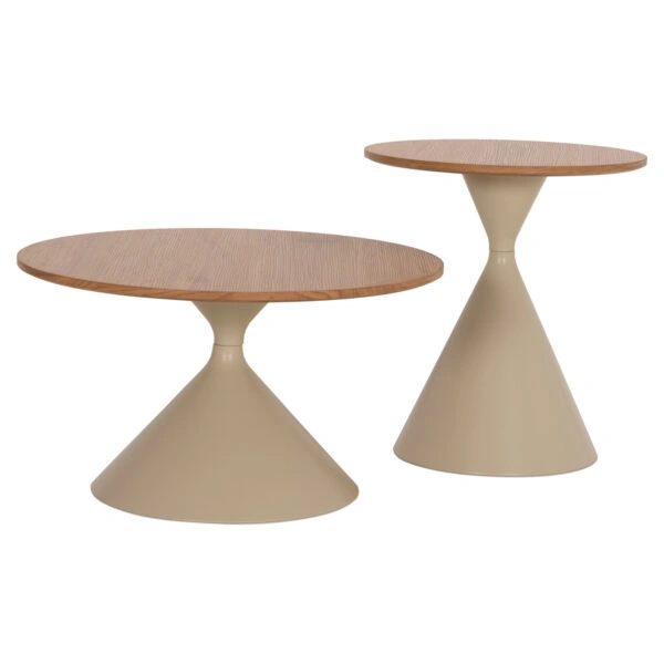 ΣΕΤ 2 ΤΡΑΠΕΖΙΑ ΣΑΛΟΝΙΟΥ JENNEL(X) HM18308.04 ΜΕΤΑΛΛΟ ΣΑΜΠΑΝΙ--MDF ΣΕ ΦΥΣΙΚΟ Φ50εκ & Φ70εκ