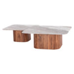 ΣΕΤ 2ΤΜΧ ΤΡΑΠΕΖΙΑ ΣΑΛΟΝΙΟΥ VOLTI HM21079 ΓΚΡΙ ΜΑΡΜΑΡΟ-ΞΥΛΟ ΑΚΑΚΙΑΣ