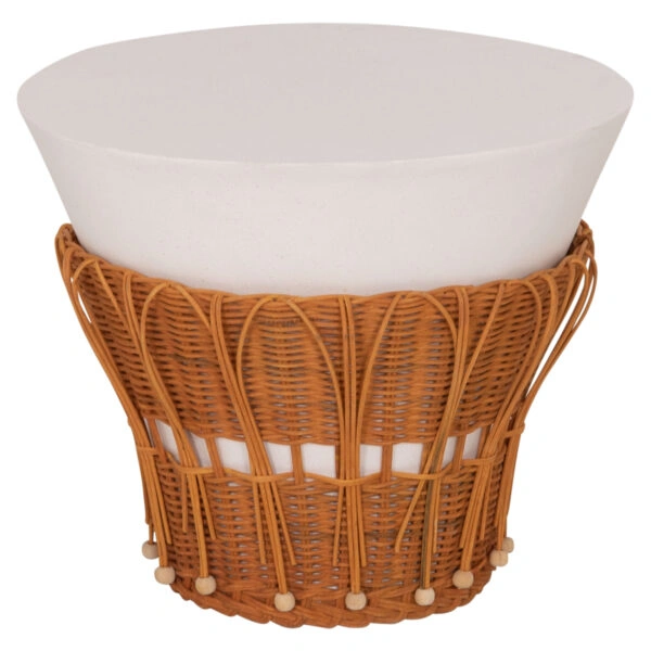 ΤΡΑΠΕΖΙ ΒΟΗΘΗΤΙΚΟ PERRAL HM18164.02S FIBER CEMENT ΛΕΥΚΟ-ΦΥΣΙΚΟ RATTAN--Φ42x36Υεκ