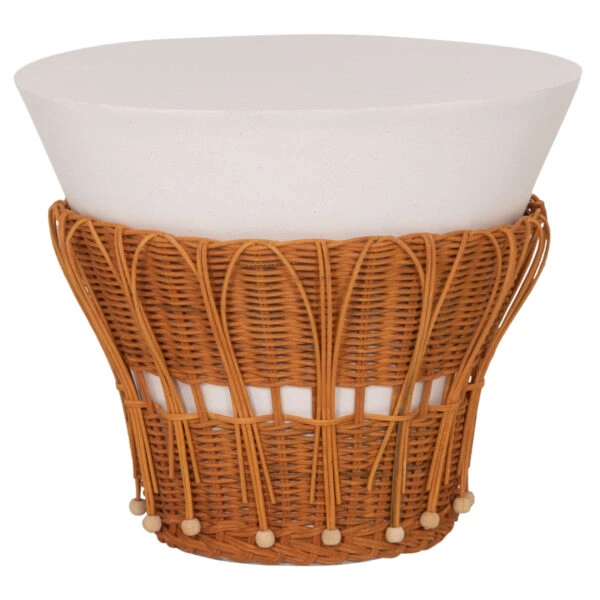 ΤΡΑΠΕΖΙ ΒΟΗΘΗΤΙΚΟ PERRAL HM18164.02S FIBER CEMENT ΛΕΥΚΟ-ΦΥΣΙΚΟ RATTAN--Φ42x36Υεκ