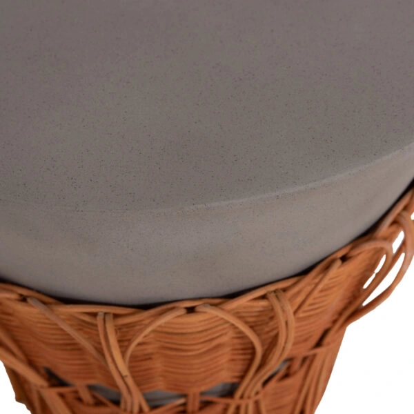 ΤΡΑΠΕΖΙ ΒΟΗΘΗΤΙΚΟ PERRAL HM18164.03S FIBER CEMENT ΓΚΡΙ-ΦΥΣΙΚΟ RATTAN--Φ42x36Υεκ