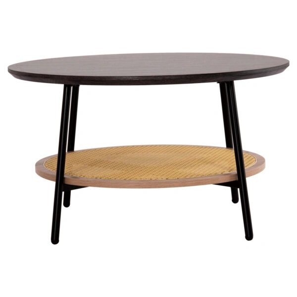 ΤΡΑΠΕΖΙ ΣΑΛΟΝΙΟΥ SEWELL HM18033 MDF ΣΕ ZEBRANO-ΜΕΤΑΛΛΙΚΑ ΠΟΔΙΑ-WICKER Φ80x46Υεκ.