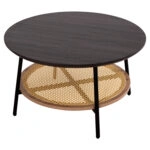 ΤΡΑΠΕΖΙ ΣΑΛΟΝΙΟΥ SEWELL HM18033 MDF ΣΕ ZEBRANO-ΜΕΤΑΛΛΙΚΑ ΠΟΔΙΑ-WICKER Φ80x46Υεκ.