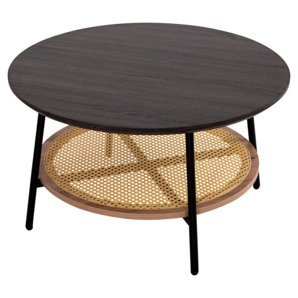 ΤΡΑΠΕΖΙ ΣΑΛΟΝΙΟΥ SEWELL HM18033 MDF ΣΕ ZEBRANO-ΜΕΤΑΛΛΙΚΑ ΠΟΔΙΑ-WICKER Φ80x46Υεκ.