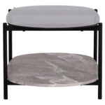 ΤΡΑΠΕΖΙ ΣΑΛΟΝΙΟΥ ΟΒΑΛ KITTY HM18040 ΓΥΑΛΙ ΦΙΜΕ TOP-GREY MARBLE ΜΕΛΑΜΙΝΗ 110x50x43Υεκ