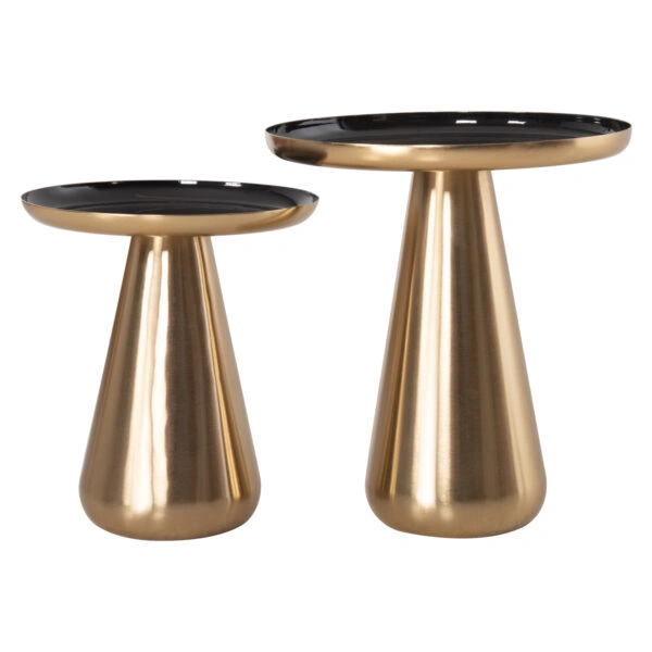 ΤΡΑΠΕΖΙA ΣΑΛΟΝΙΟΥ 2ΤΜΧ OLUF HM9921 ΜΕΤΑΛΛΟ ΕΜΑΓΙΕ-GLOSSY ΧΡΥΣΟ & ΜΑΥΡΟ Φ50 & Φ41