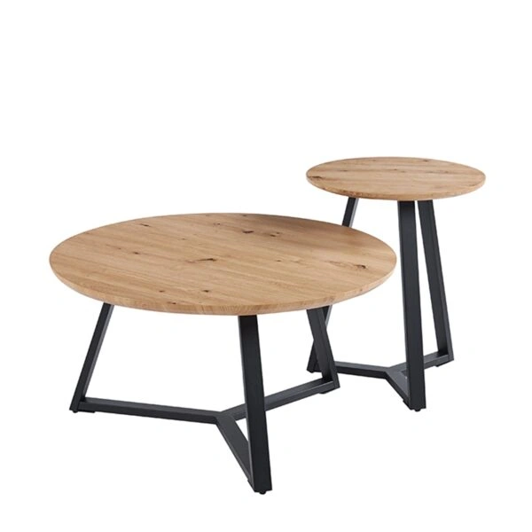 ALEX SET 2τμχ. SONOMA OAK Φ45Χ55εκ. & Φ80Χ41εκ. ΤΡΑΠΕΖΙ ΣΑΛΟΝΙΟΥ - ΜΕΤΑΛΛΟ/MDF/3D PAPER - SONOMA OAK