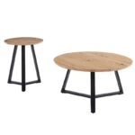 ALEX SET 2τμχ. SONOMA OAK Φ45Χ55εκ. & Φ80Χ41εκ. ΤΡΑΠΕΖΙ ΣΑΛΟΝΙΟΥ - ΜΕΤΑΛΛΟ/MDF/3D PAPER - SONOMA OAK