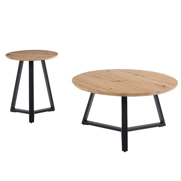 ALEX SET 2τμχ. SONOMA OAK Φ45Χ55εκ. & Φ80Χ41εκ. ΤΡΑΠΕΖΙ ΣΑΛΟΝΙΟΥ - ΜΕΤΑΛΛΟ/MDF/3D PAPER - SONOMA OAK