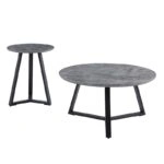 ALEX SET 2τμχ. CEMENT Φ45Χ55εκ. & Φ80Χ41εκ. ΤΡΑΠΕΖΙ ΣΑΛΟΝΙΟΥ - ΜΕΤΑΛΛΟ/MDF/3D PAPER - CEMENT