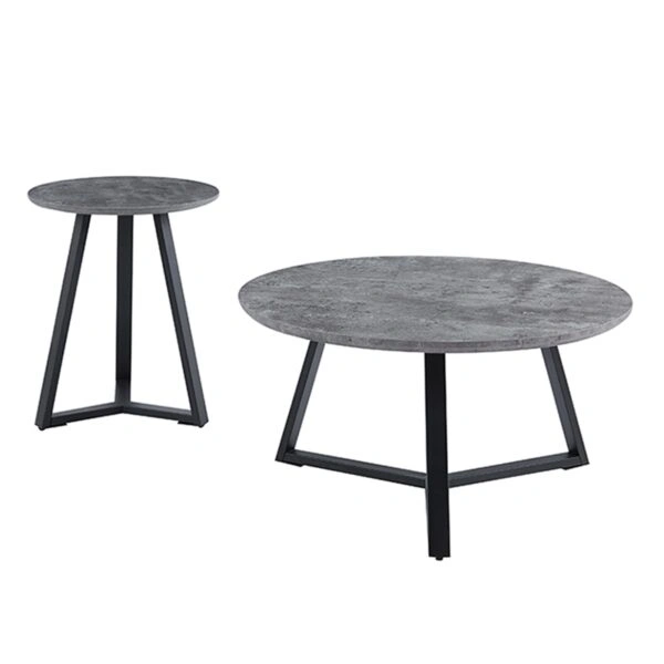 ALEX SET 2τμχ. CEMENT Φ45Χ55εκ. & Φ80Χ41εκ. ΤΡΑΠΕΖΙ ΣΑΛΟΝΙΟΥ - ΜΕΤΑΛΛΟ/MDF/3D PAPER - CEMENT