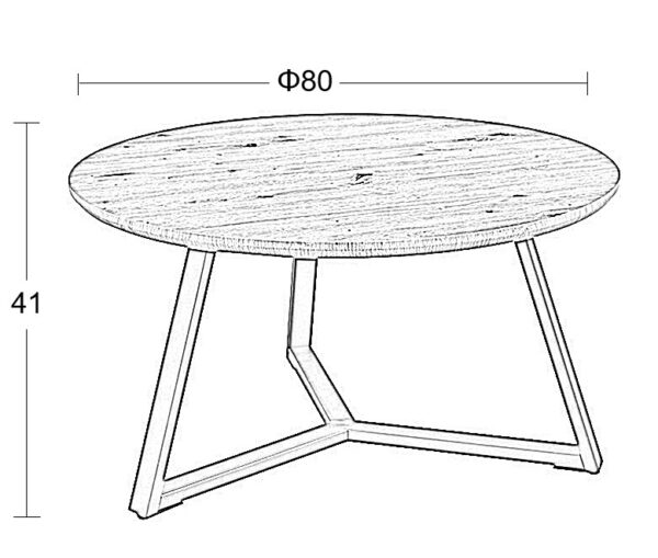 ALEX SONOMA OAK Φ80Χ41εκ. ΤΡΑΠΕΖΙ ΣΑΛΟΝΙΟΥ - ΜΕΤΑΛΛΟ/MDF/3D PAPER - SONOMA OAK