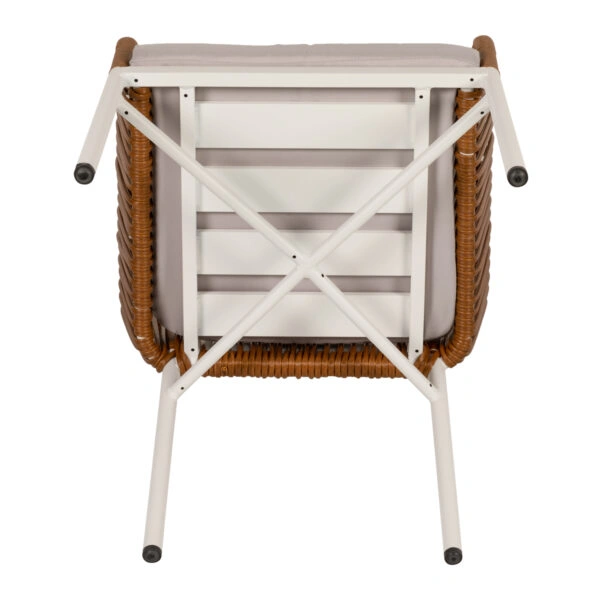 Πολυθρόνα Κήπου ArteLibre BLUENILE Λευκό/Καφέ Αλουμίνιο/Rattan 49x42x81cm