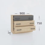 Συρταριέρα Viva Χρυσό Δρυς-Γραφίτη 90x39x75cm