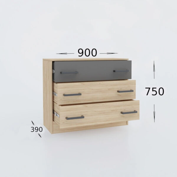 Συρταριέρα Viva Χρυσό Δρυς-Γραφίτη 90x39x75cm