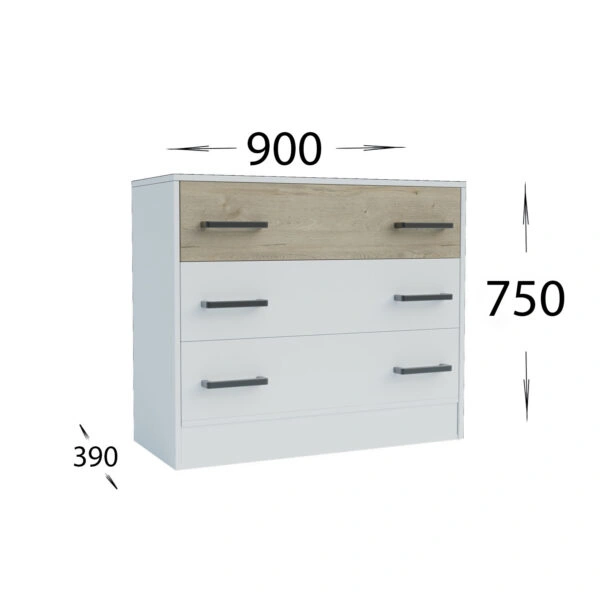 Συρταριέρα Viva Λευκό-Σονόμα 90x39x75cm