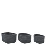 Καλάθι Ορθογώνιο Γκρι/Μαύρο Polycotton Σετ 3Τμχ