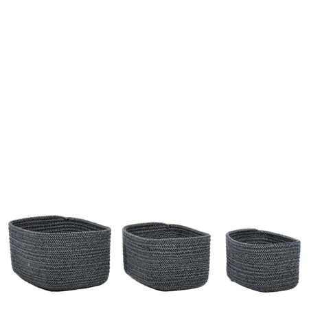Καλάθι Ορθογώνιο Γκρι/Μαύρο Polycotton Σετ 3Τμχ