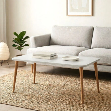 Τραπεζάκι σαλονιού Plane Megapap χρώμα λευκό 90x55x41εκ.