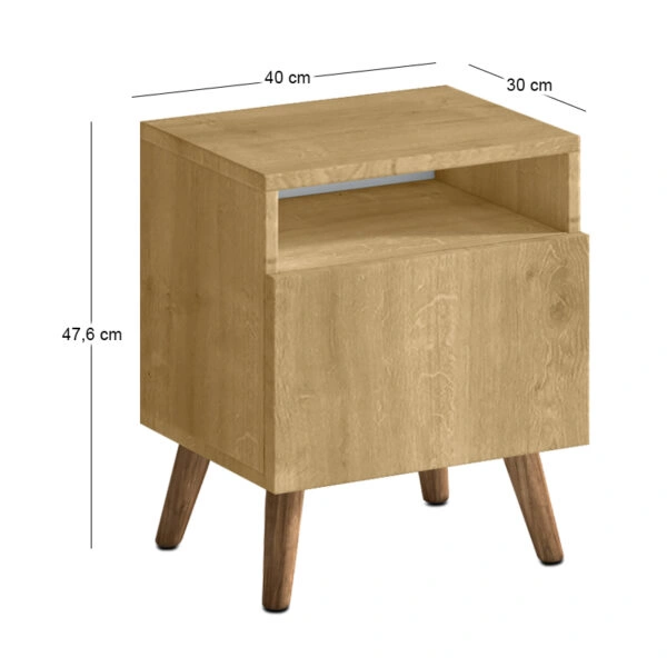 Κομοδίνο Sole Megapap χρώμα sapphire oak 40x30x47,6εκ.