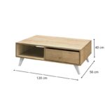 Τραπεζάκι σαλονιού Aster  από μελαμίνη χρώμα sonoma 120x56x40εκ.