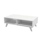 Τραπεζάκι σαλονιού Aster  από μελαμίνη χρώμα λευκό 120x56x40εκ.