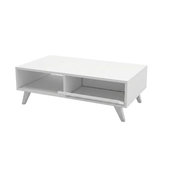 Τραπεζάκι σαλονιού Aster  από μελαμίνη χρώμα λευκό 120x56x40εκ.