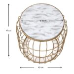 Σκαμπώ - τραπεζάκι βοηθητικό Muller μεταλλικό - Mdf χρώμα χρυσό - λευκό 35x35x47εκ.