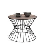 Τραπεζάκι σαλονιού Girene Megapap μεταλλικό - Mdf χρώμα μαύρο - καρυδί Ø55x42εκ.