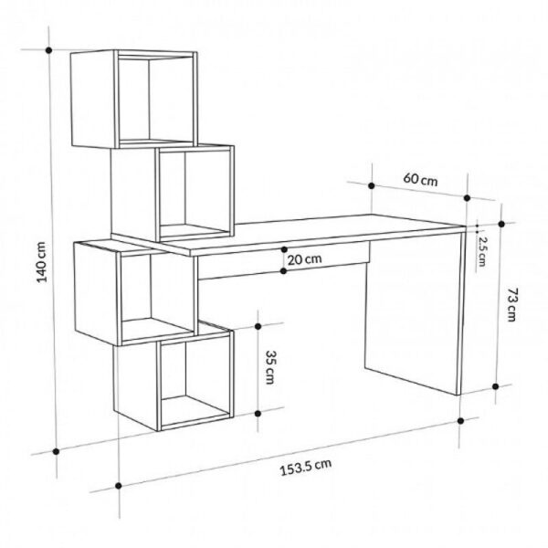 Γραφείο εργασίας Balance  από μελαμίνη χρώμα λευκό 153,5x60x143εκ