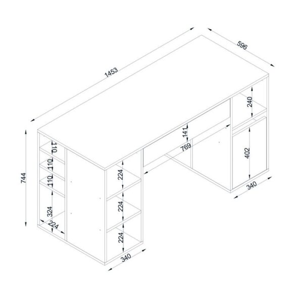 Γραφείο εργασίας Pontus  από μελαμίνη χρώμα λευκό 145x60x74,4εκ.