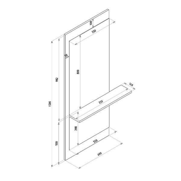 Καθρέπτης τοίχου Piyar Μegapap από μελαμίνη χρώμα λευκό 60x14,6x150εκ.