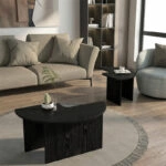 Τραπεζάκι σαλονιού σετ 2 τμχ Dorena Megapap χρώμα sencron black Ø90x41,7εκ.