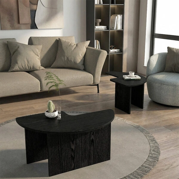 Τραπεζάκι σαλονιού σετ 2 τμχ Dorena Megapap χρώμα sencron black Ø90x41,7εκ.