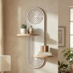 Ραφιέρα τοίχου Artwill Megapap Mdf χρώμα λευκό - oak 46x13x70εκ.